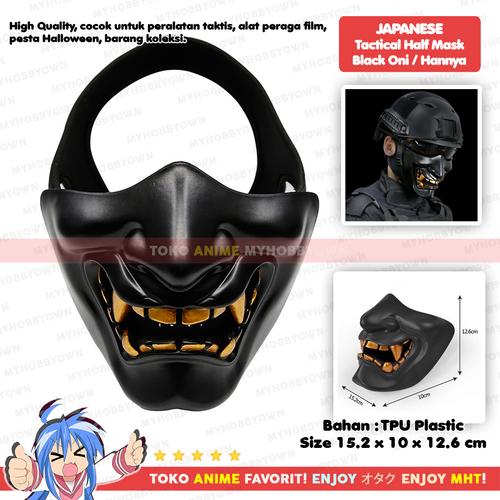 Jual Topeng Anime Jepang Noh Kabuki Hannya Hitam Oni Demon Mask Half