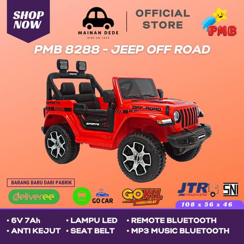 Foto Produk Mainan Mobil Aki Anak Jeep OFF ROAD PMB 8288 M-8288 Remote - Merah dari Mainan Anak Dede