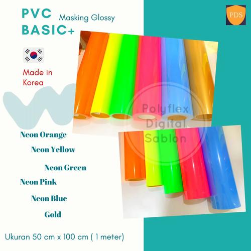 Jual Polyflex PVC Basic+ Korea Masking Glossy Meteran warna Gold dan ...