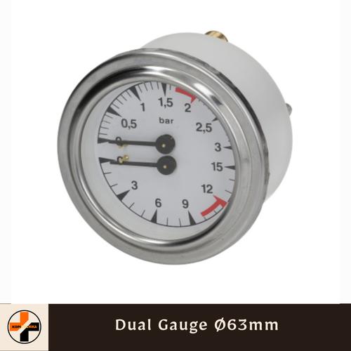 Jual Dual Pressure Gauge untuk Espresso Machine diameter 63mm Jakarta