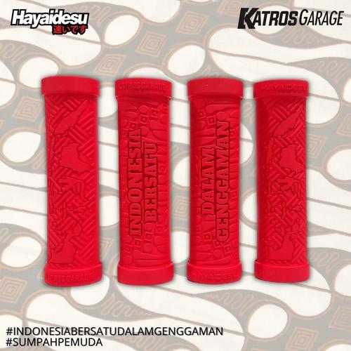 Gambar Hayaidesu x Katros Garage "INDONESIA SATU" - Universal Handgrip - Merah dari Hayaidesu Indonesia Jakarta Selatan Tokopedia