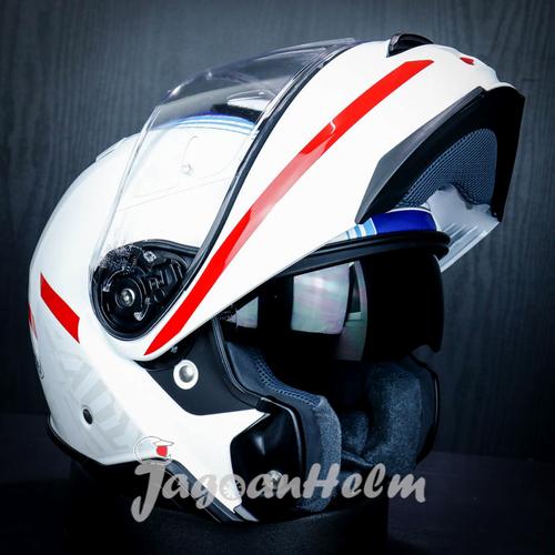 Jual SHOEI HELM NEOTEC II SEPARATOR TC10 | WHITE BLUE | MODULAR PATTERN - L  - Kota Bekasi - Jagoan Helm | Tokopedia