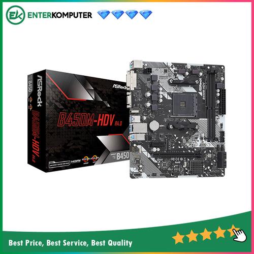 Gambar ASRock B450M-HDV (AM4, AMD Promontory B450, DDR4, USB3.1, SATA3) dari Enter Komputer Official Jakarta Pusat Tokopedia