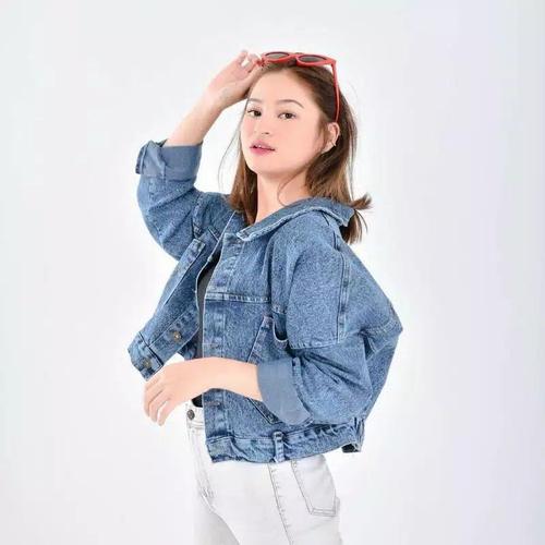 Jual jaket jeans crop oversize premium 