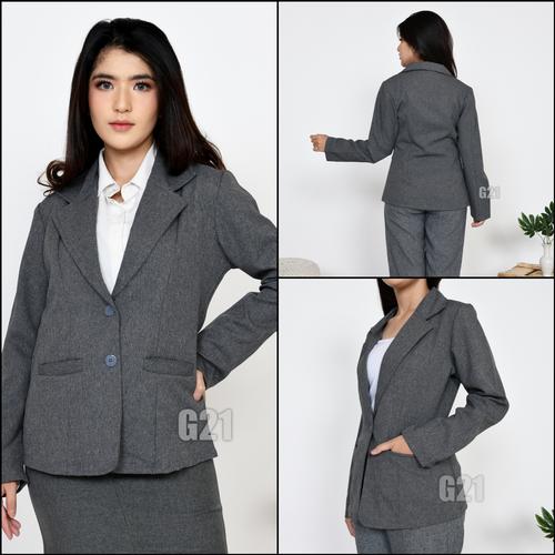 Gambar Blazer Hitam Formil Kerja Kantor Wanita 01 - Abu-abu, S dari G21 Jakarta Selatan Tokopedia