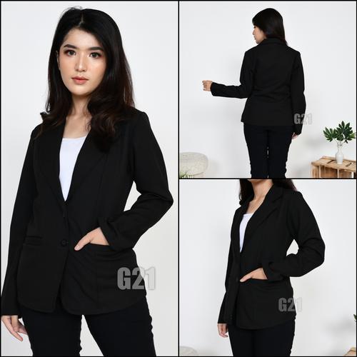 Gambar Blazer Hitam Formil Kerja Kantor Wanita 01 - Hitam, XL dari G21 Jakarta Selatan Tokopedia