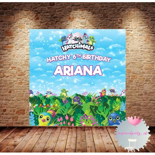 Jual Custom Backdrop Banner Spanduk Happy Birthday Hatchimals Animal ...