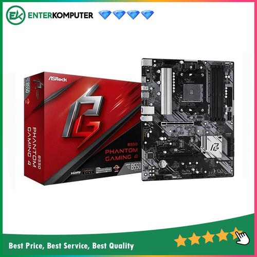 Gambar ASRock B550 Phantom Gaming 4 (AM4, AMD Promontory B550, DDR4, USB3.2) dari Enter Komputer Official undefined Tokopedia