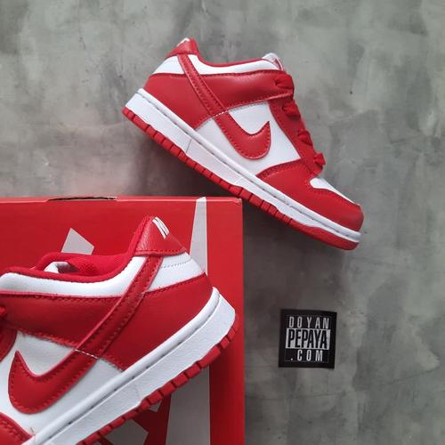 nike dunks low red and white