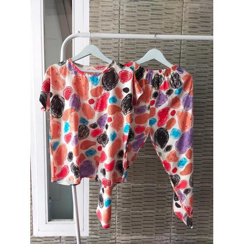 Foto Produk vSilka 2 BABYDOLL KATUN RAYON BAJU TIDUR CELANA WANITA SANTAI DI RUMAH - Motif 1 dari vSilka