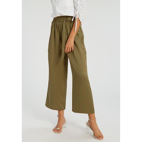 Promo Finley Slitted Pants - S, GREEN 