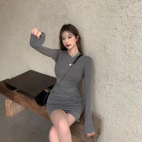 Korean Long Sleeve Mini Dress 