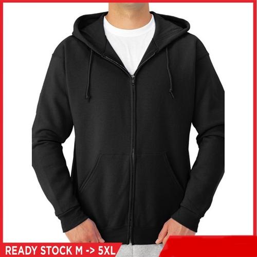 Foto Produk Jaket Zipper Pria Wanita Jumbo S, M, L, XL, XXL, 3XL, 4XL, 5XL Hoodie - Hitam, S/M dari CV BAMBANG MAS OFFICIAL