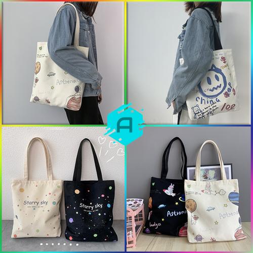 Gambar (TERBARU) TOTEBAG 5 VARIAN PLANET ART / Tote Bag Colour Full Art - RANDOM dari azvaa collections Kab. Bogor Tokopedia