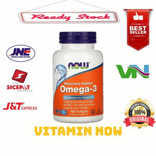 Jual now foods omega 3 fish oil 1000 mg EPA 180 / 120 DHA isi 100 softgel -  Jakarta Utara - Vitamin Now | Tokopedia