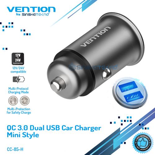 Foto Produk Vention Car Charger Fast Quick Charge Samsung Apple Xiaomi Huawei - Dual USB QC3.0 dari VENTION by SinsheTekno
