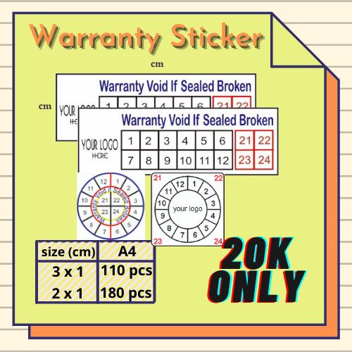 Jual Sticker Label Garansi Custom Bahan Kertas Pecah Telor A4 + Cutting
