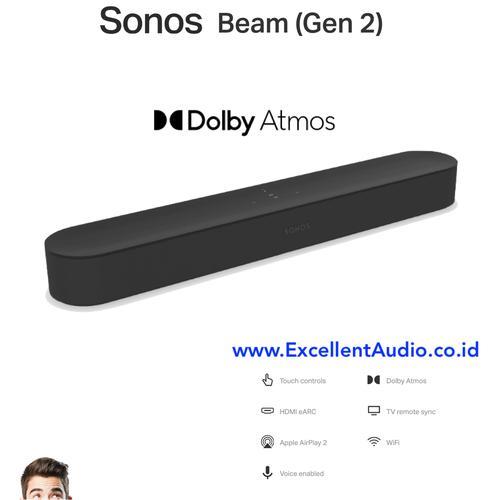 Sonos Beam Gen2 Dolby Atmos Soundbar Hitam di Excellent Audio Official  Tokopedia