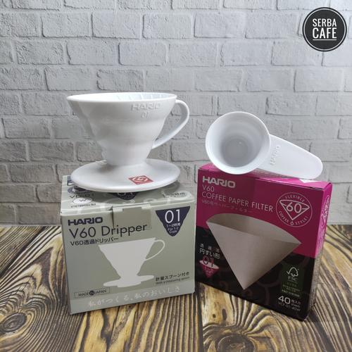 Gambar Paket Hario V60 + Paper Filter (01) - Merah dari Serba Cafe Tokopedia