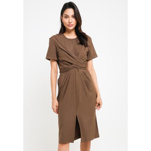 Short Sleeve Cotton Wrap Dress 