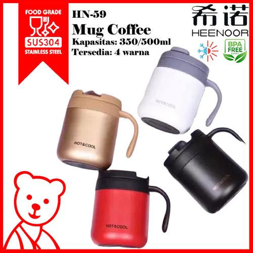 Gambar HEENOOR Mug Stainless Steel Double Wall 500ml Insulated Cup HN-59 - Hitam, 500ml dari HeeNoor Official Store Jakarta Barat Tokopedia