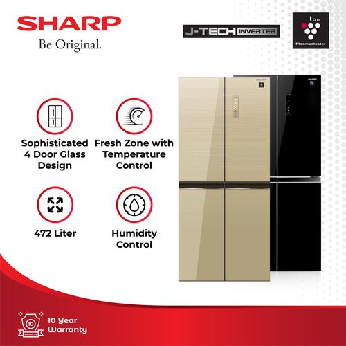 Gambar Sharp Lemari Es Multi doors SJ-IF51PG-BK/CG New Queen Series2021 - gold dari Sharp Official Store Kota Tangerang Selatan Tokopedia
