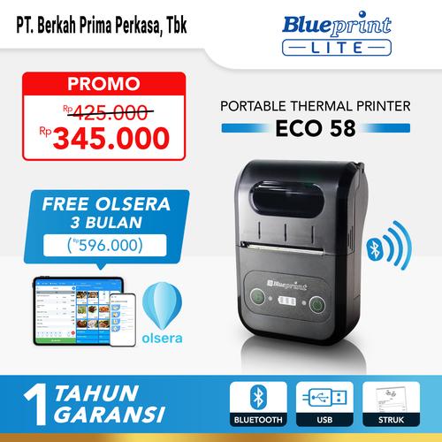 Gambar Portable Printer Thermal Mini Bluetooth BLUEPRINT ECO58 Baterai 18650 - Olsera 3 Bulan dari Blueprint Indonesia Jakarta Utara Tokopedia