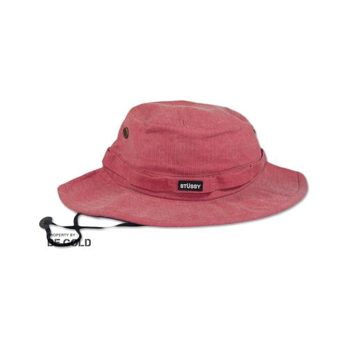 STUSSY WASHED RIPSTOP BUCKET HAT RED 