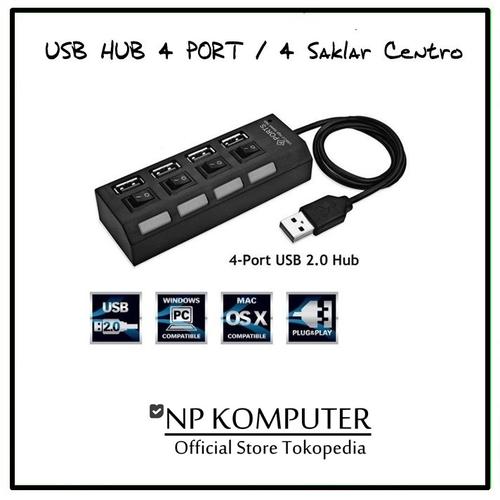 Gambar USB HUB 4 PORT / 4 Saklar Centro - Hitam dari np komputer Kota Bandung Tokopedia