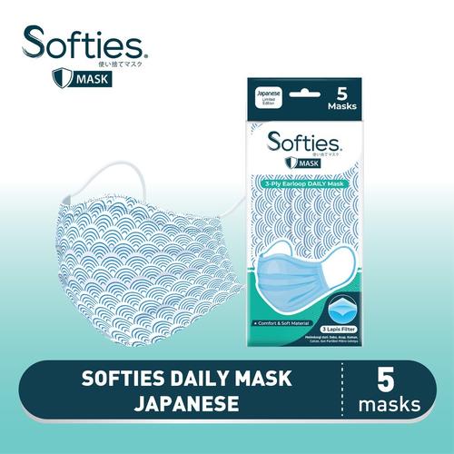 Gambar SOFTIES - Masker 3 Ply Earloop BATIK | Daily Mask | Masker Karet Isi 5 - Batik Jepang dari INTI MEDIKA STORE Kota Bandung Tokopedia