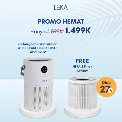Gambar LEKA AP7809 Portable Air Purifier (Rechargeable) - HEPA12 Filter Anion - HEPA13 + UVC dari Kogara Tokopedia