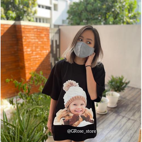 T-SHIRT BLACK BROWN BEANIE 