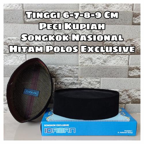 Jual songkok tinggi 6 cm 7 cm peci kopiah tinggi 7 cm 6 cm Hitam polos ...
