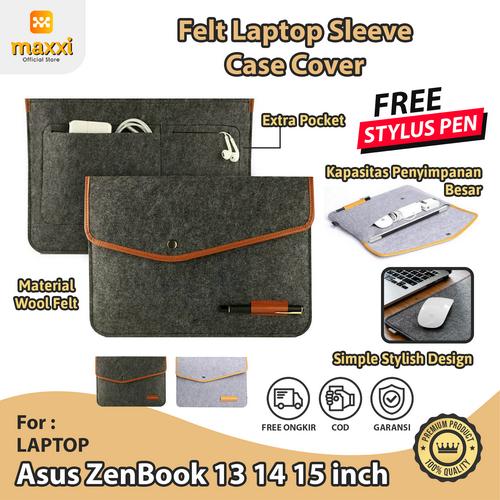 Jual Asus ZenBook 13 14 15 inch Felt Tas Laptop Sleeve Case Casing Hand