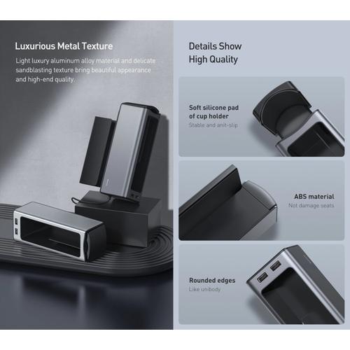 Gambar Baseus Original Deluxe Metal Armrest Console Car Organizer Storage - silver dari CassavaToys Kota Bekasi Tokopedia