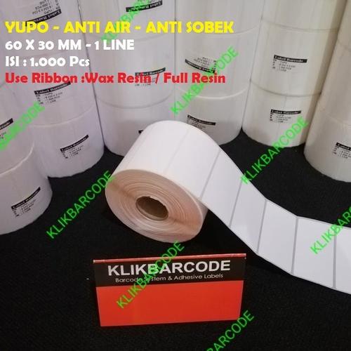 Jual LABEL YUPO 60 X 30 MM Core 1 Inchi 1 Line isi 1000 Pcs - Barode ...