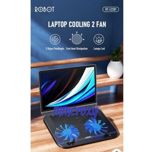Gambar Cooler Pad Robot RT-LCS01 Portable Dual Fans/Ultra Quiet Cooling Pad - Hitam dari mmcroxy.onlineshop Jakarta Pusat Tokopedia