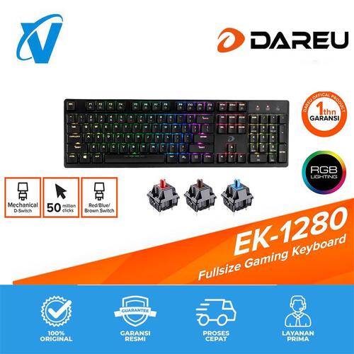 Jual Mechanical Keyboard DAREU EK1280 RGB RED BLUE BROWN