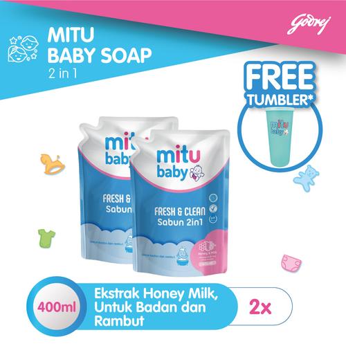 Gambar Mitu Baby Liquid Soap 2in1 Pouch 400ml - 2pcs Free Tumbler dari Godrej Indonesia Store Jakarta Selatan Tokopedia