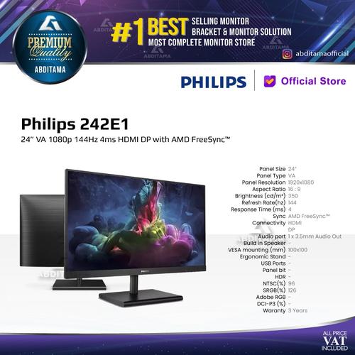 Gambar Monitor LED PHILIPS 242E1 24" 1080P 144Hz 350cdm HDMI DP Freesync - 242E1GSJ dari Abditama Official Kota Depok Tokopedia