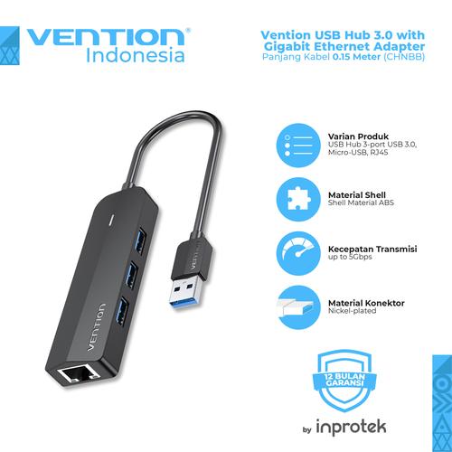 Gambar Vention USB Hub 3.0 with Gigabit Ethernet Adapter dari Vention Indonesia Jakarta Barat Tokopedia