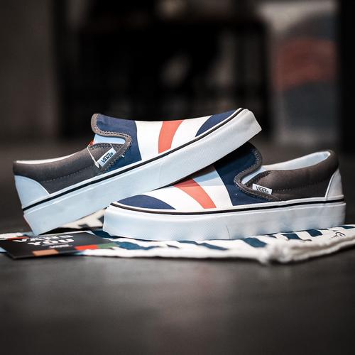 Jual Vans Slip On Custom Made For You Blue White Spice Orange