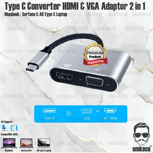 Jual Type C HDMI VGA Converter Adapter 