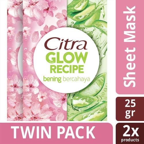 Promo Citra Glow Recipe Juicy Sheet Mask Sakura + Aloe Vera 25G Twin