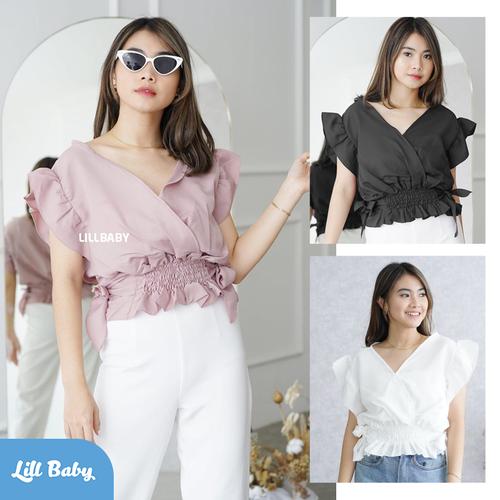 Jual Baju Atasan Casual Crop Top Ruffle 