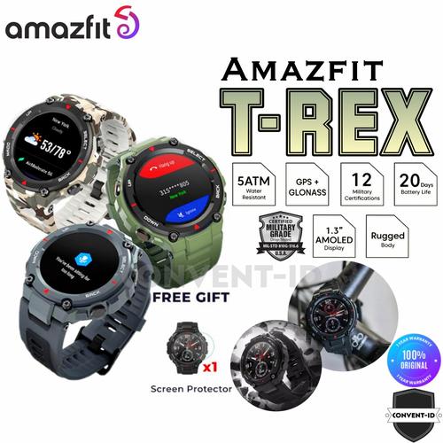 Jual Amazfit T-REX 1.3inch AMOLED Screen MIL-STD 5ATM GPS Sport Smart Watch  - Army - Kab. Tangerang - Convent-id | Tokopedia