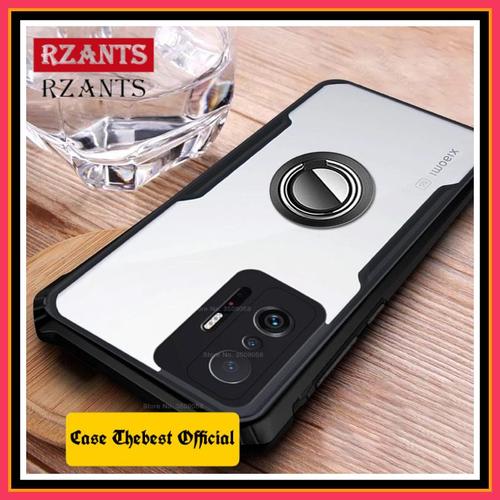 Custodia Armor Con Anello E Cavalletto Per Xiaomi Mi 11T E Mi 11T Pro - Paraurti Rosso Con Supporto Magnetico Per Auto