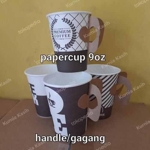 Jual papercup/paper cup/gelas kopi kertas motif uk.8oz,9oz handle ...