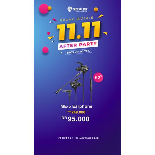 Gambar Rexus Gaming Earphone ME-5 / ME5 with Dual Microphone - Merah dari Trinity Official Store Jakarta Barat Tokopedia