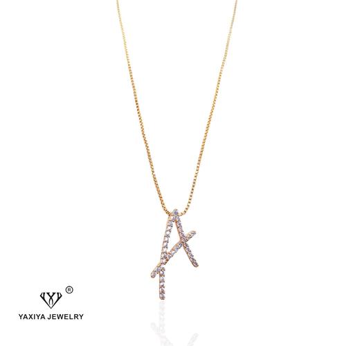 Gambar Kalung Huruf Permata Lapis emas Perhiasan imitasi Yaxiya Jewelry 311 - M dari YAXIYA JEWELRY Jakarta Barat Tokopedia